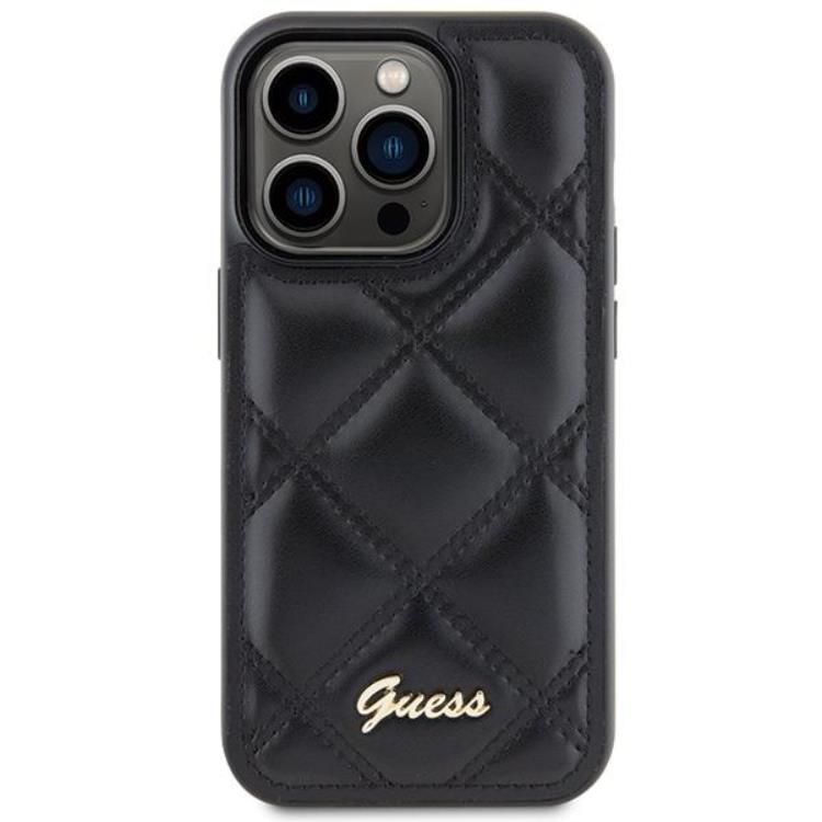 Guess Guess Mobilskal till iPhone 15 Pro Quilted Metal Logo - Svart
