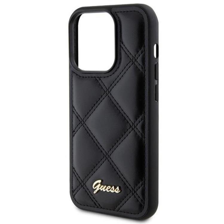 Guess Guess Mobilskal till iPhone 15 Pro Quilted Metal Logo - Svart