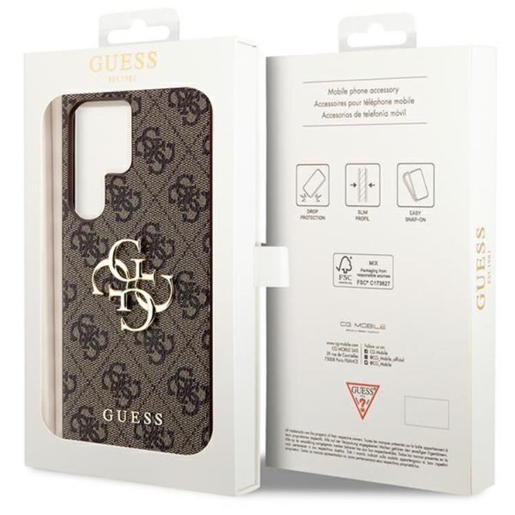 Guess Guess Mobilskal till Galaxy S24 Ultra Big Metall Logo - Brun