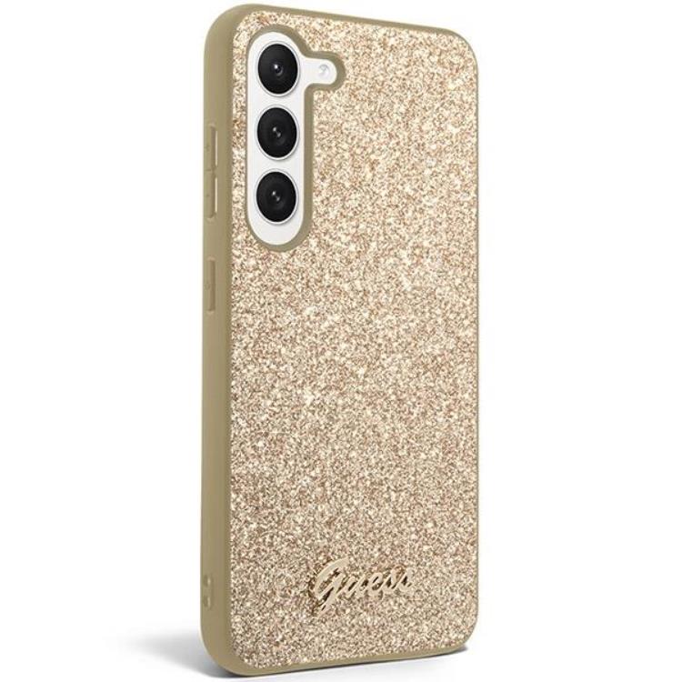 Guess Guess Mobilskal till Galaxy S24 Glitter Script - Guld