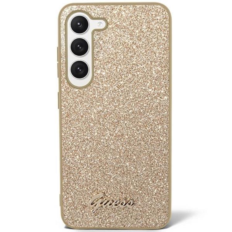 Guess Guess Mobilskal till Galaxy S24 Plus Glitter Script - Guld