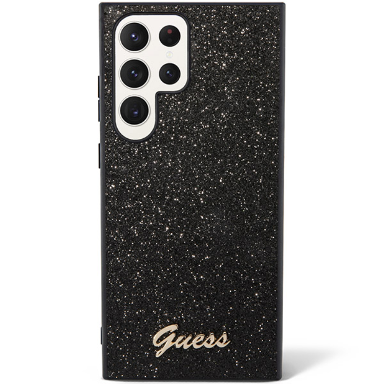 Guess Guess Mobilskal till Galaxy S24 Ultra Glitter Script - Svart