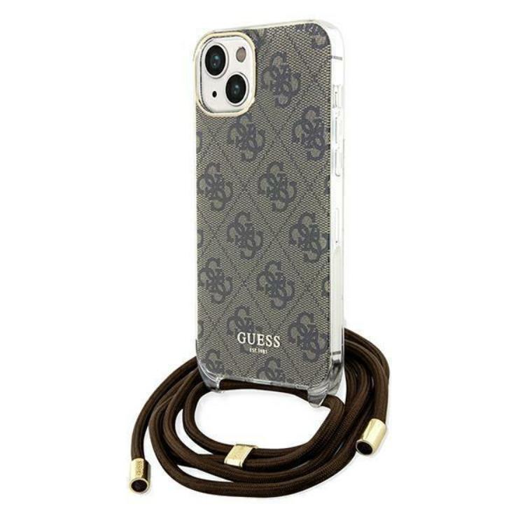 Guess Guess Mobilskal till iPhone 15/14/13 Crossbody Cord Print - Brun
