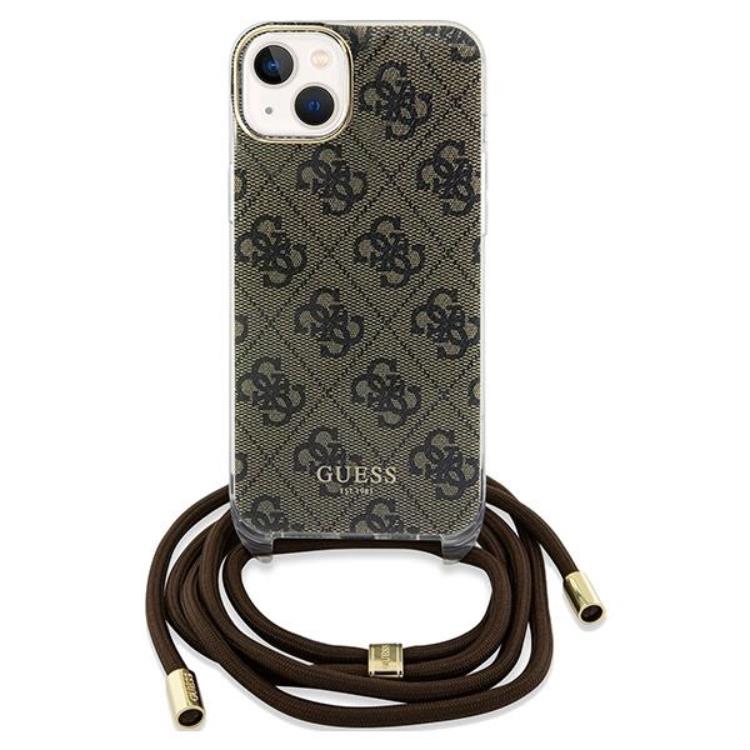 Guess Guess Mobilskal till iPhone 15/14/13 Crossbody Cord Print - Brun