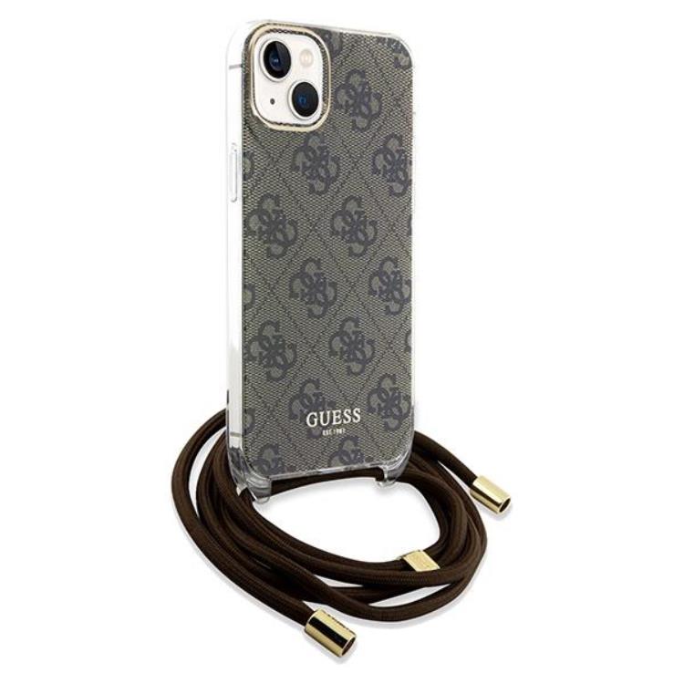 Guess Guess Mobilskal till iPhone 15/14/13 Crossbody Cord Print - Brun