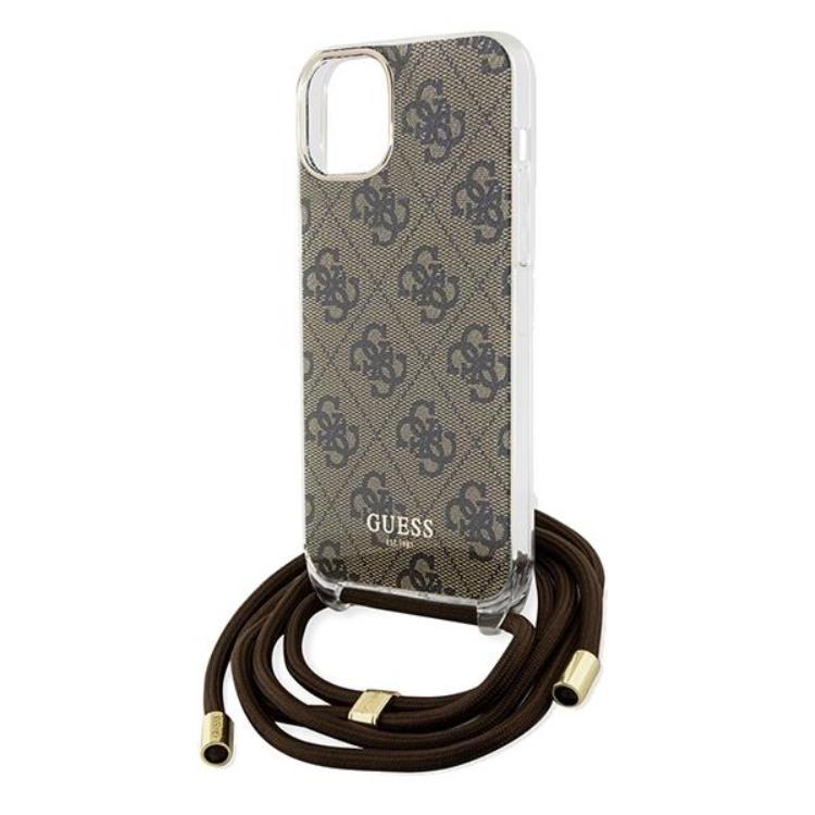 Guess Guess Mobilskal till iPhone 15/14/13 Crossbody Cord Print - Brun
