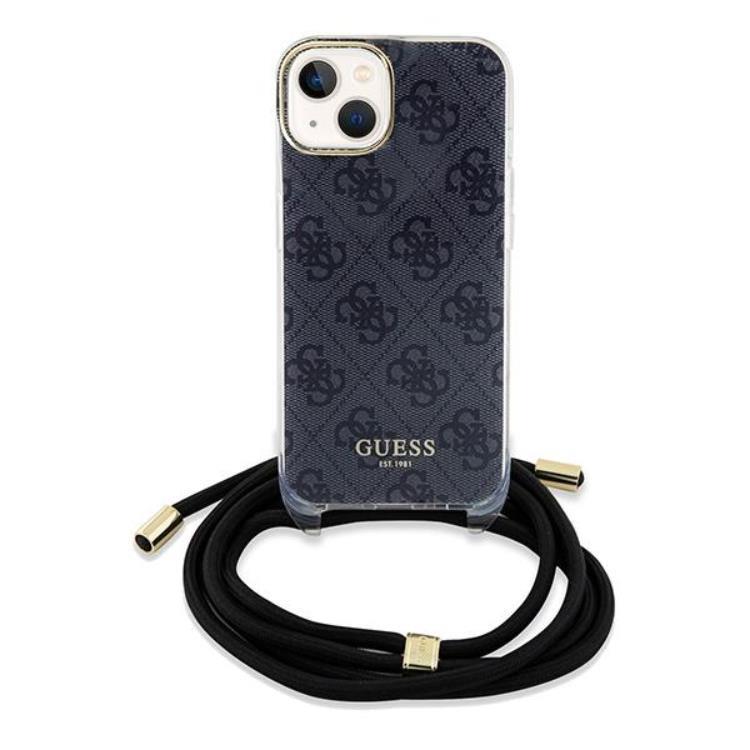 Guess Guess Mobilskal till iPhone 15/14/13 Crossbody Cord Print - Svart