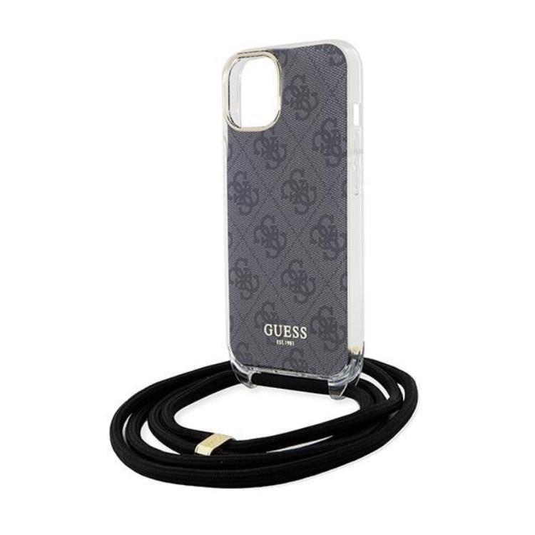Guess Guess Mobilskal till iPhone 15/14/13 Crossbody Cord Print - Svart