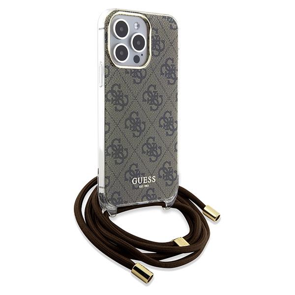 Guess Guess Mobilskal till iPhone 15 Pro Max Crossbody Cord Print - Brun