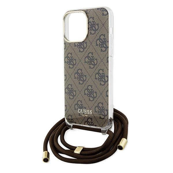 Guess Guess Mobilskal till iPhone 15 Pro Max Crossbody Cord Print - Brun