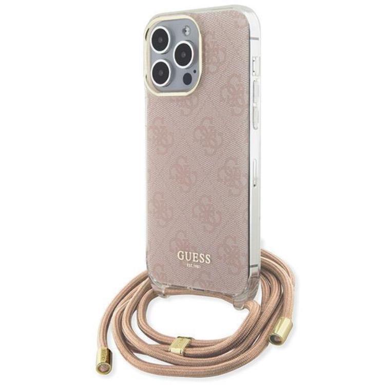 Guess Guess Mobilskal till iPhone 15 Pro Max Crossbody Cord Print - Rosa