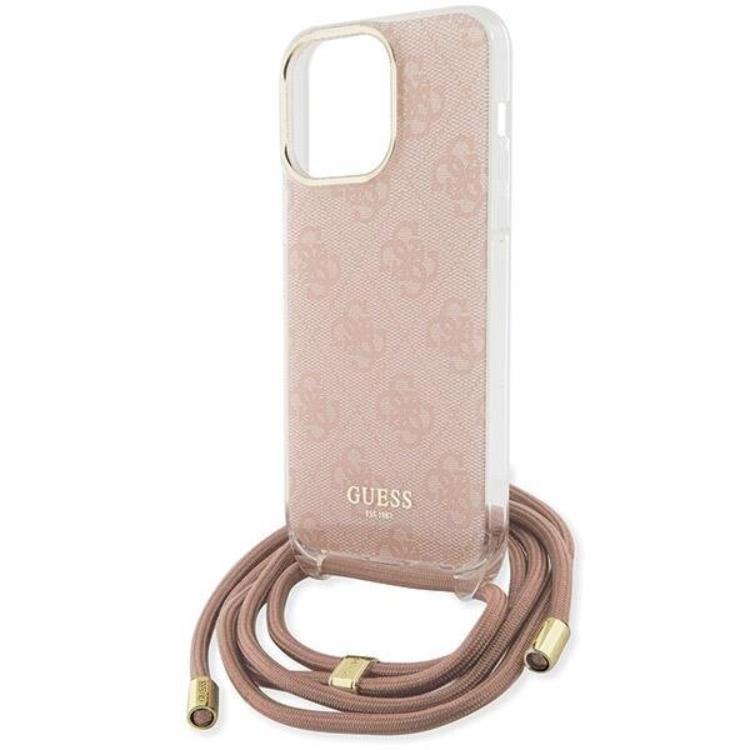 Guess Guess Mobilskal till iPhone 15 Pro Max Crossbody Cord Print - Rosa