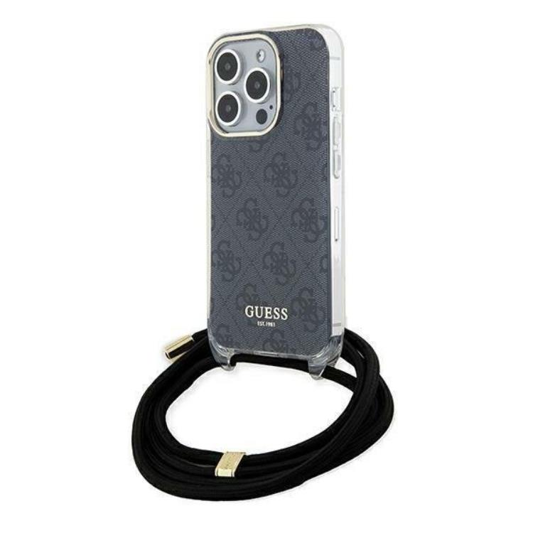 Guess Guess Mobilskal till iPhone 15 Pro Max Crossbody Cord Print - Svart