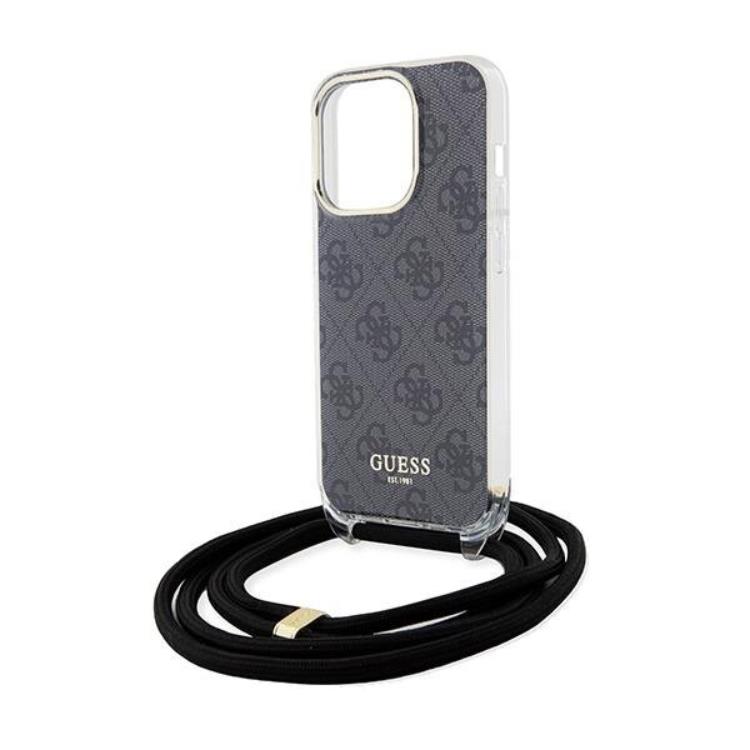 Guess Guess Mobilskal till iPhone 15 Pro Max Crossbody Cord Print - Svart