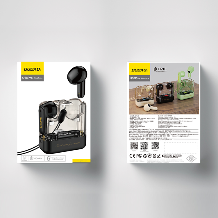 Dudao Dudao U18Pro In-Ear Bluetooth 5.3 TWS Trådlösa Hörlurar - Svart