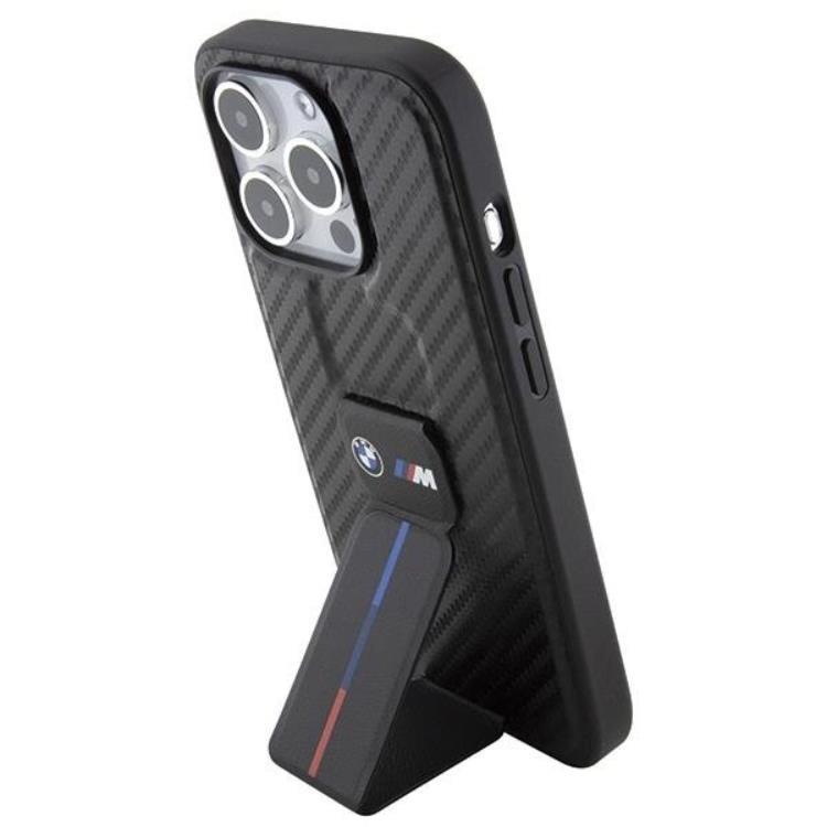 BMW BMW Mobilskal till iPhone 15 Pro Grip Stand Smooth & Carbon - Svart
