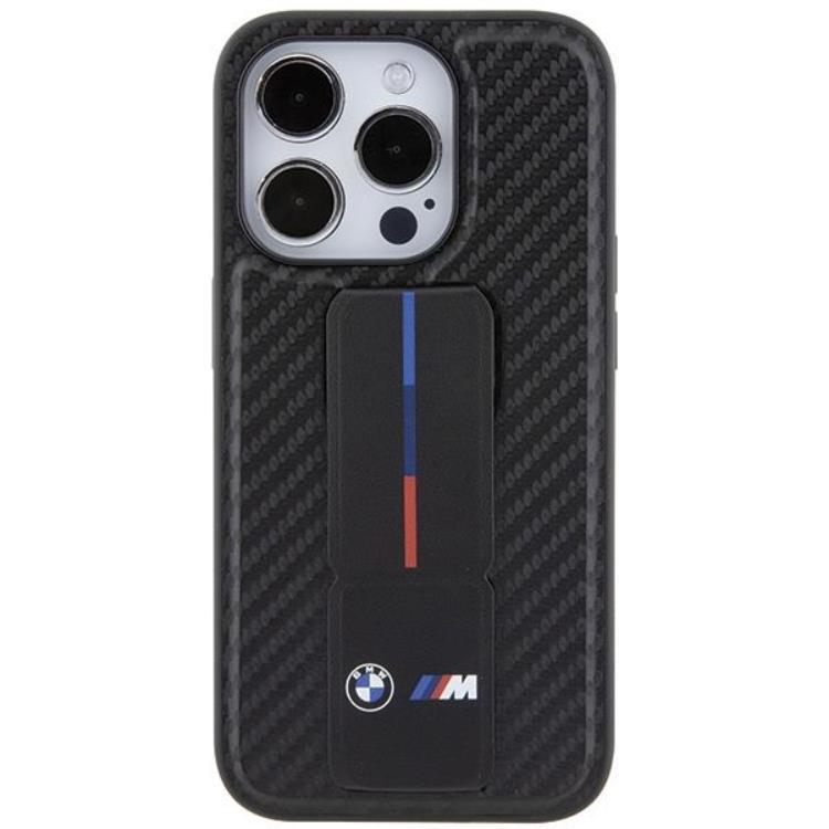 BMW BMW Mobilskal till iPhone 15 Pro Grip Stand Smooth & Carbon - Svart