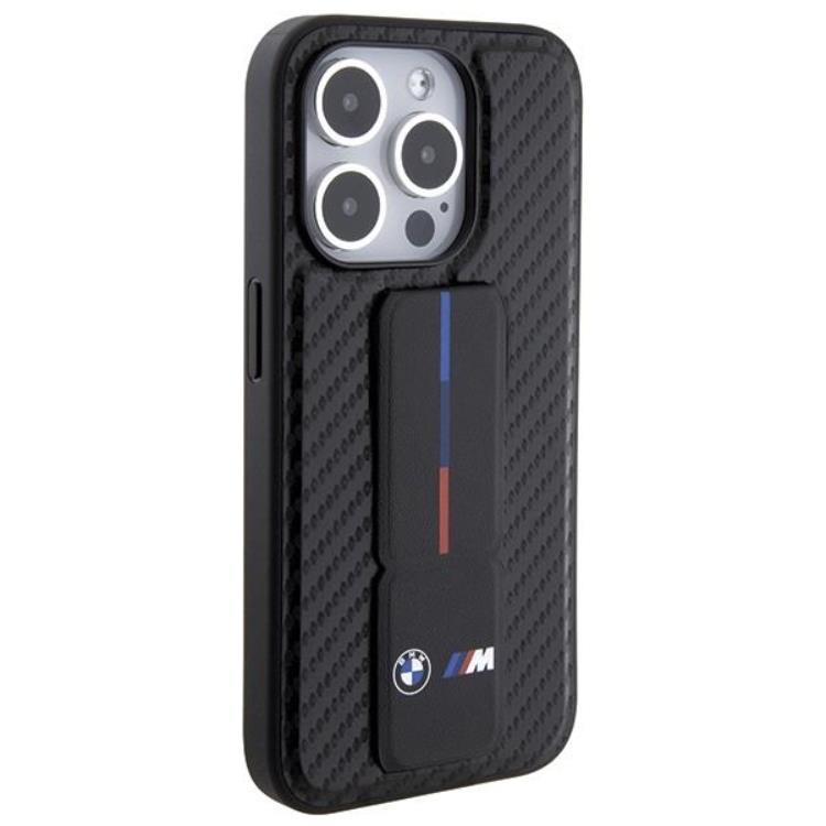 BMW BMW Mobilskal till iPhone 15 Pro Grip Stand Smooth & Carbon - Svart