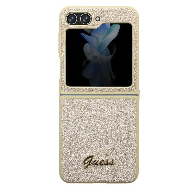 Guess Guess Mobilskal till Galaxy Z Flip 5 Glitter Script - Guld