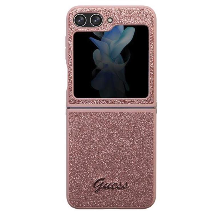 Guess Guess Mobilskal till Galaxy Z Flip 5 Glitter Script - Rosa