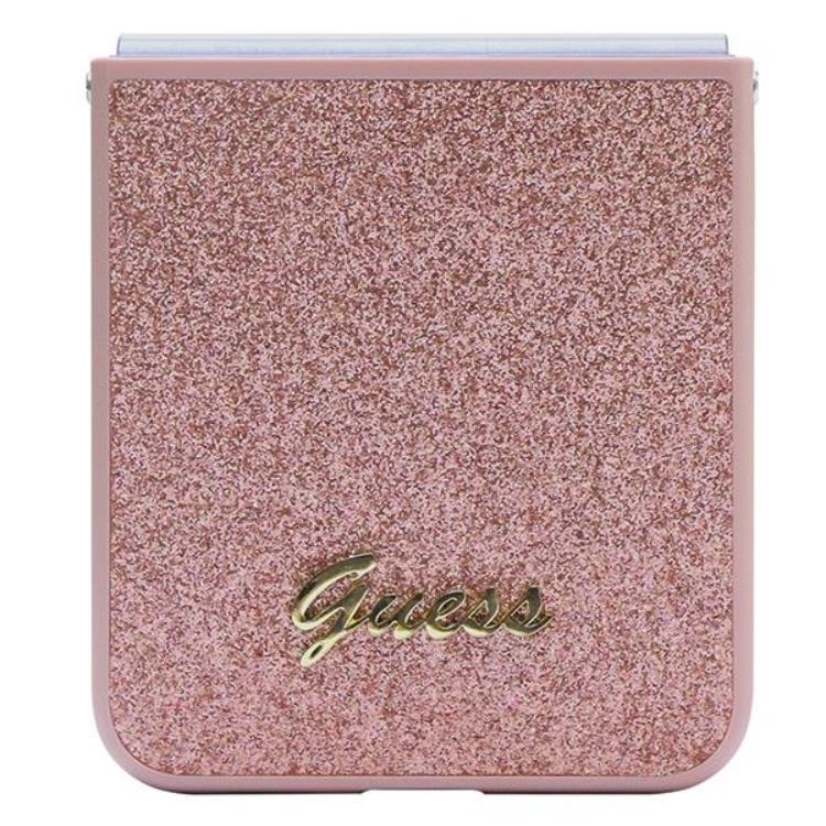 Guess Guess Mobilskal till Galaxy Z Flip 5 Glitter Script - Rosa