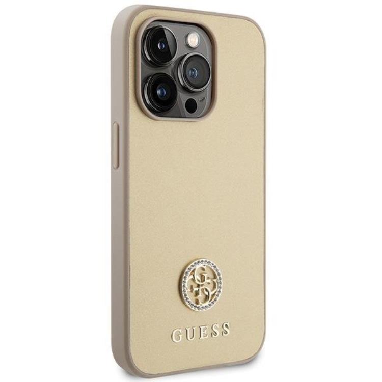Guess Guess Mobilskal till iPhone 15 Pro Max Strass Metal Logo - Guld