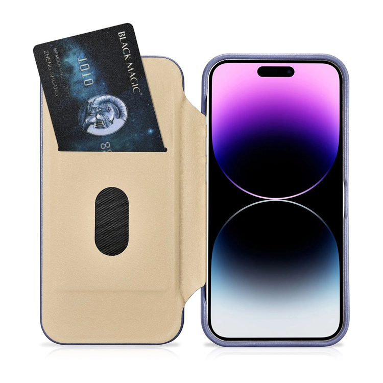 ICARER iCarer iPhone 14 Pro Plånboksfodral Magsafe CE Läder - Ljuslila