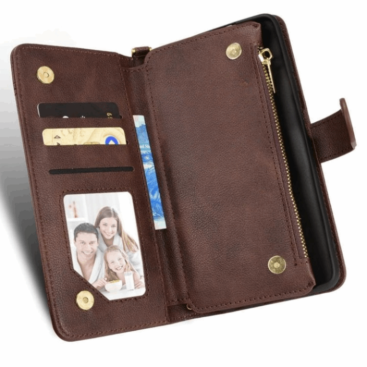 A-One Brand Galaxy Z Fold 4 Plånboksfodral Zipper Magnetic - Brun