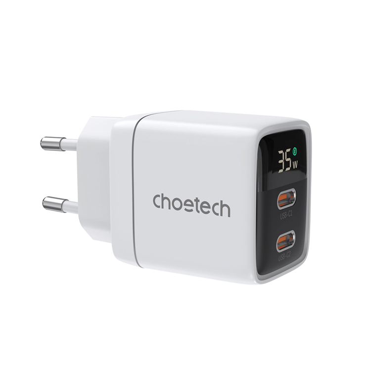 Choetech Choetech Väggladdare 35W GaN 2xUSB-C - Vit