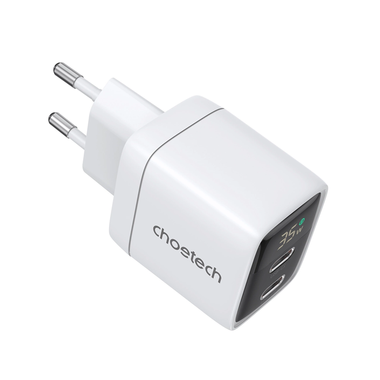 Choetech Choetech Väggladdare 35W GaN 2xUSB-C - Vit