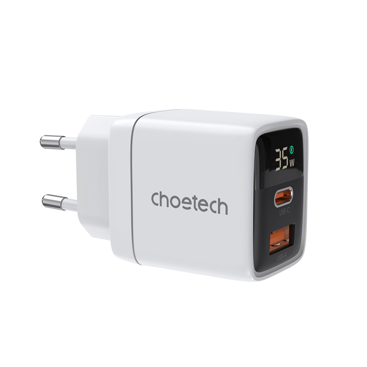 Choetech Choetech USB-C USB-A Väggladdare PD 35W GaN - Vit