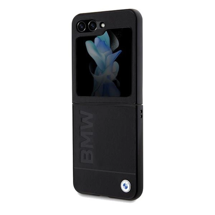 BMW BMW Mobilskal till Galaxy Z Flip 5 Läder Hot Stamp - Svart