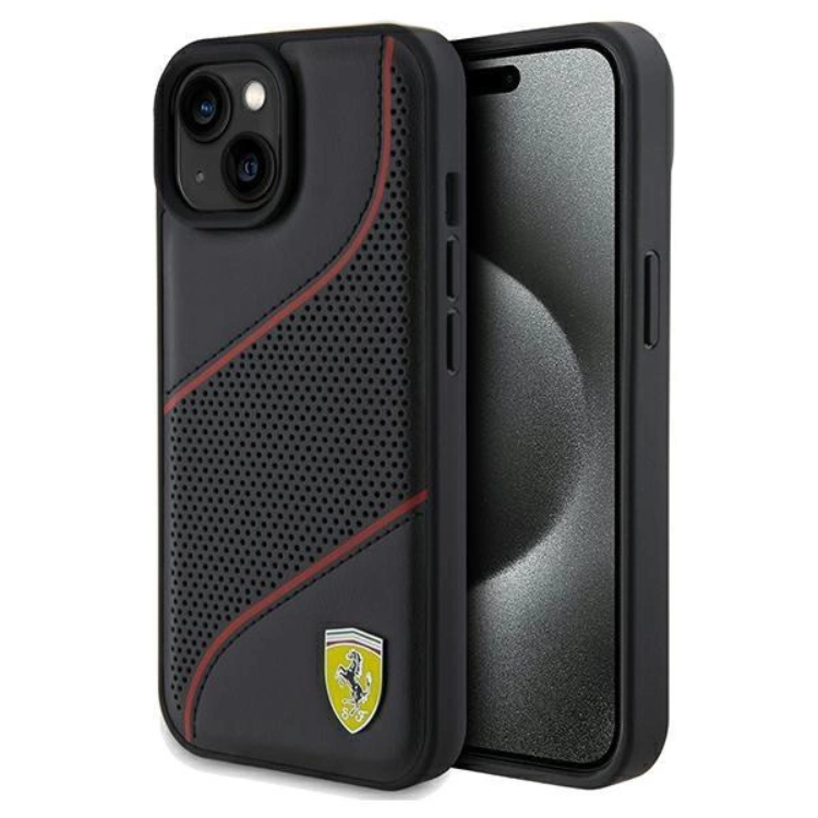 KARL LAGERFELD Ferrari Mobilskal till iPhone 15/14/13 Perforated Waves Metal Logo