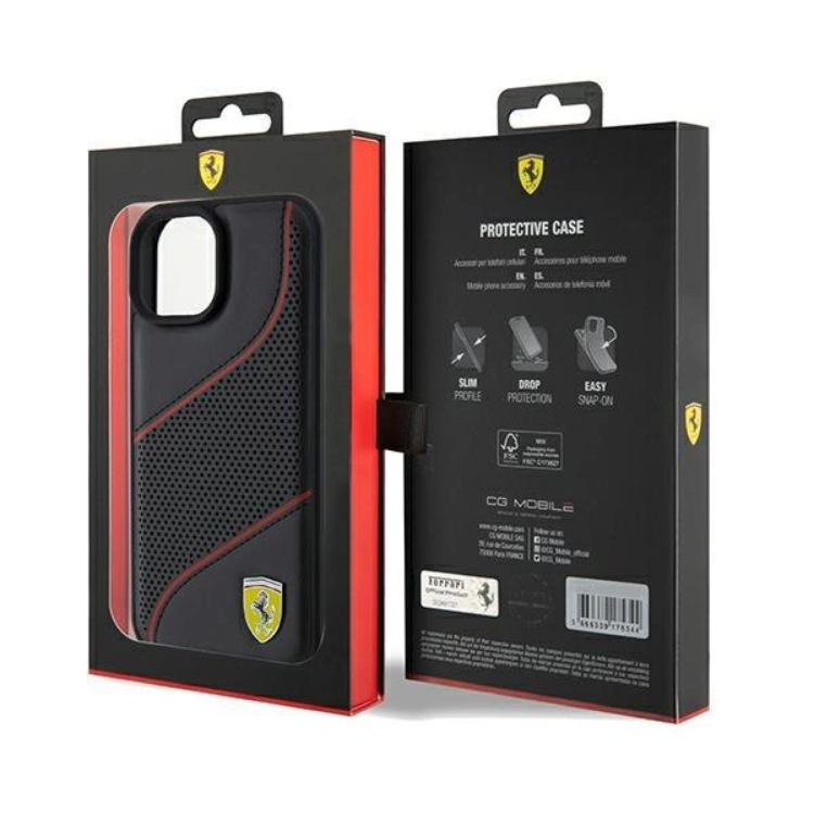 KARL LAGERFELD Ferrari Mobilskal till iPhone 15/14/13 Perforated Waves Metal Logo