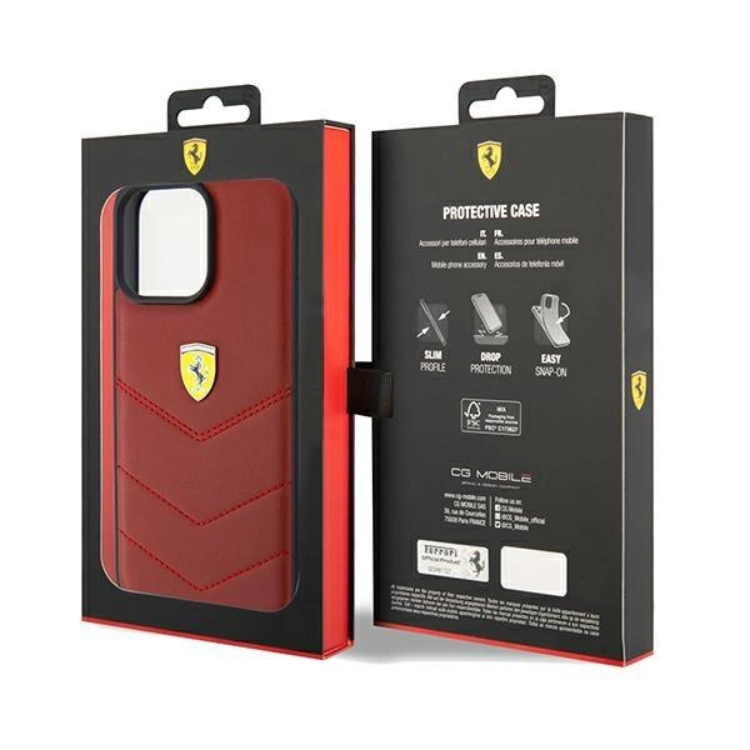 Ferrari Ferrari iPhone 15 Pro Max Mobilskal Läder Stitched Lines