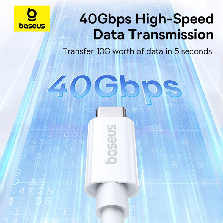 BASEUS Baseus USB-C till USB-C kabel 240W PD 8K 60Hz 1m - Vit