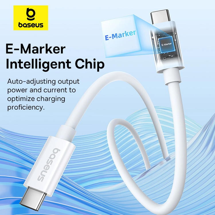 BASEUS Baseus USB-C till USB-C kabel 240W PD 8K 60Hz 1m - Vit