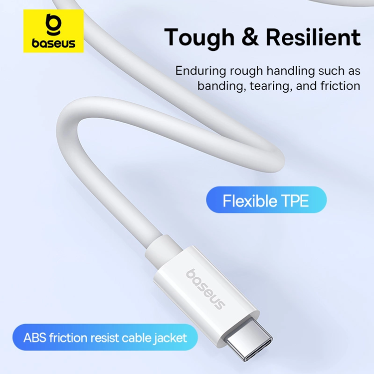 BASEUS Baseus USB-C till USB-C kabel 240W PD 8K 60Hz 1m - Vit