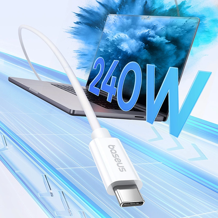 BASEUS Baseus USB-C till USB-C kabel 240W PD 8K 60Hz 1m - Vit