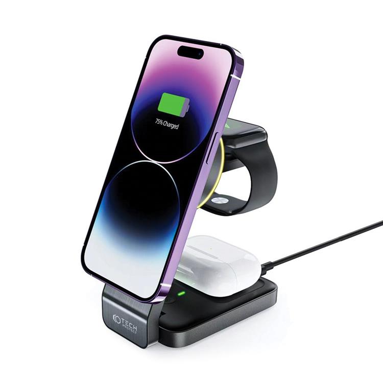 Tech-Protect Tech-Protect 3-in-1 Trådlös Laddare Magsafe iPhone Apple Watch AirPods A28