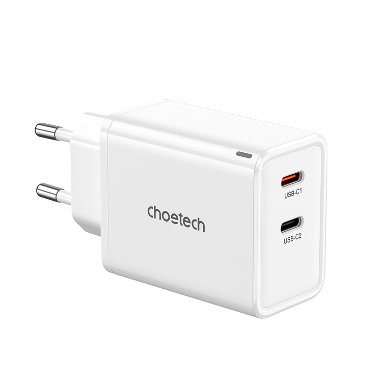 Choetech Choetech Väggladdare 65W GaN 2xUSB-C - Vit