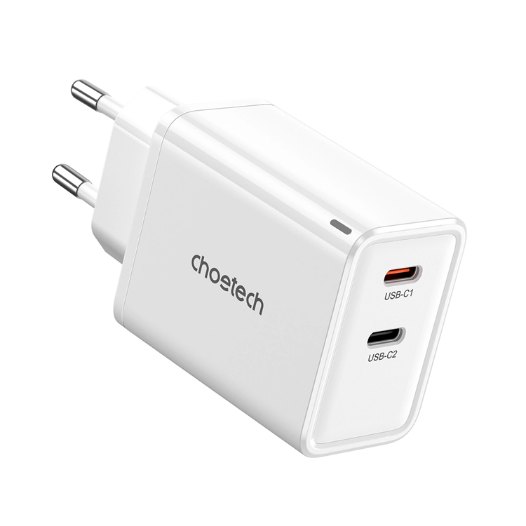Choetech Choetech Väggladdare 65W GaN 2xUSB-C - Vit