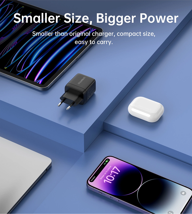 Choetech Choetech USB-C USB-C Väggladdare PD 35W GaN - Svart