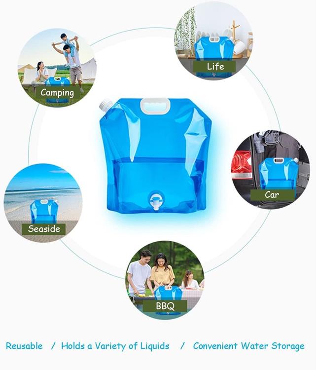 OEM 5L - Utomhusvattenpåse med hopfällbar behållare med Kran - Clear