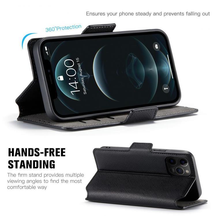 MUXMA Muxma Saffiano Plånboksfodral till Apple iPhone 12 Mini - Svart