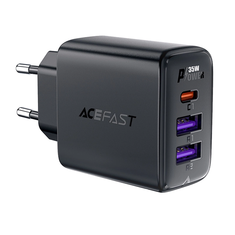 Acefast Acefast A57 PD 35W GaN Väggladdare 2 x USB-A + USB-C - Svart