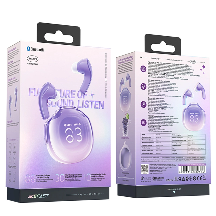 Acefast Acefast T9 Bluetooth 5.3 In-Ear Trådlösa Hörlurar - Lila
