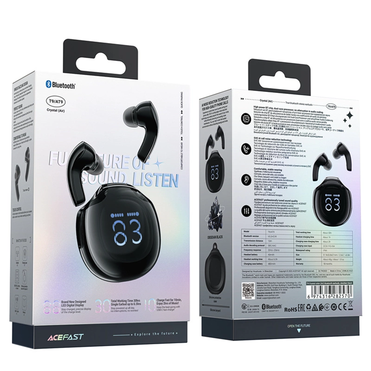 Acefast Acefast T9 Bluetooth 5.3 In-Ear Trådlösa Hörlurar - Svart