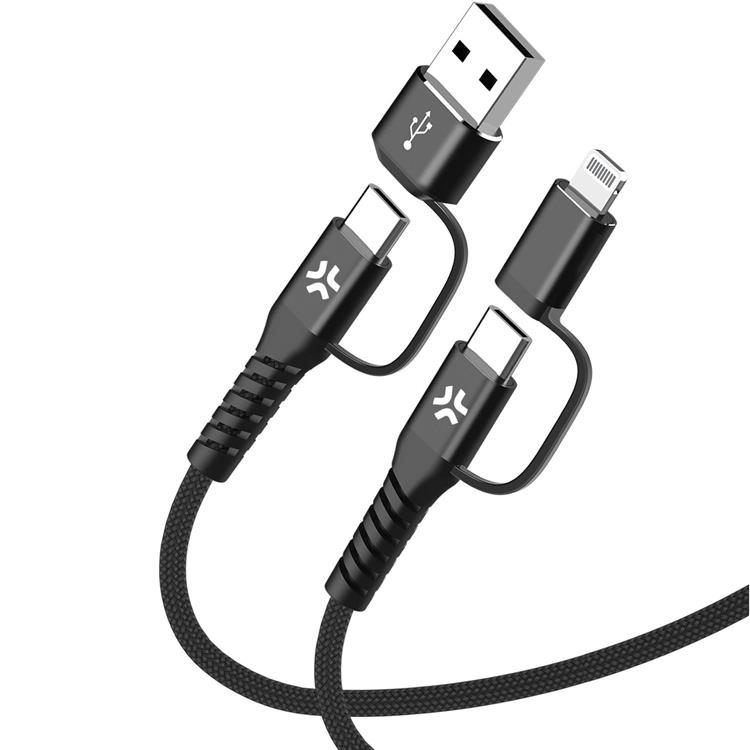 Celly CELLY 4-i-1 USB-C till USB-C Lightning Max 60W 2m - Svart