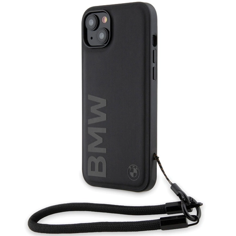 BMW BMW Mobilskal till iPhone 15/14/13 Signature Läder Wordmark Cord